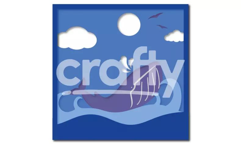 Whale Shadow Box SVG | Ocean Paper Cut Design | Crafty