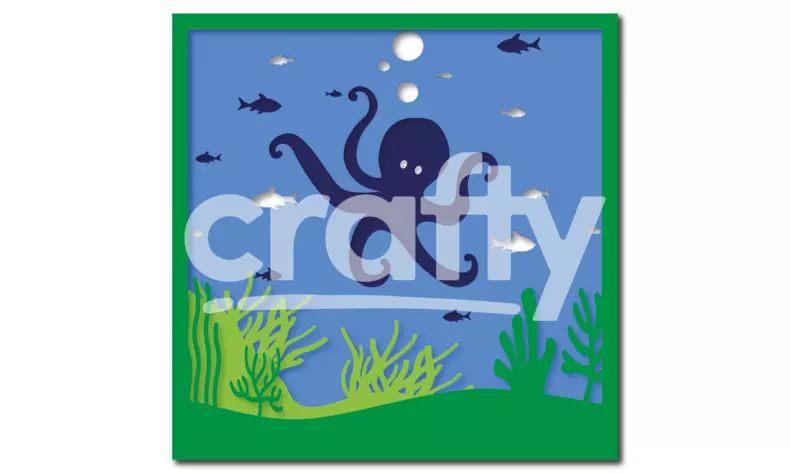 Octopus Shadow Box SVG | Ocean Paper Cut Design | Crafty