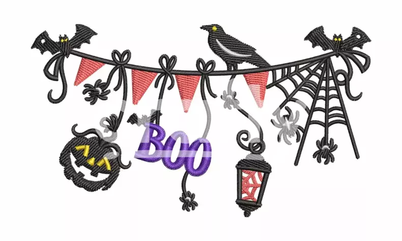 Halloween Border | Boo Embroidery | Crafty