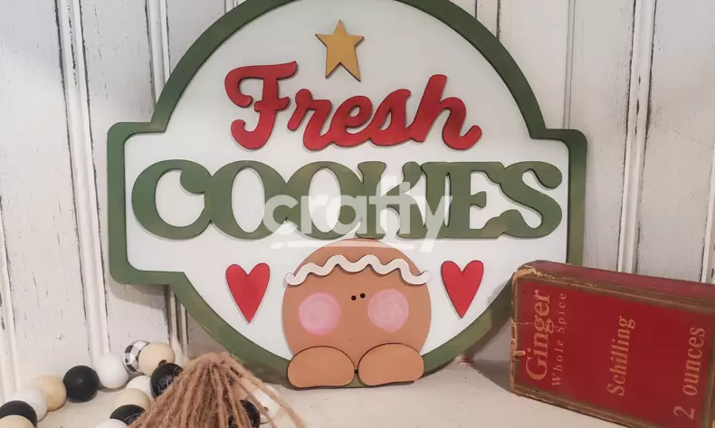 Fresh Cookies Gingerbread Sign SVG For Laser Cutting | Crafty