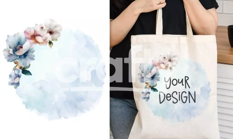 Flowers Watercolor Blue Sublimation Background | Crafty
