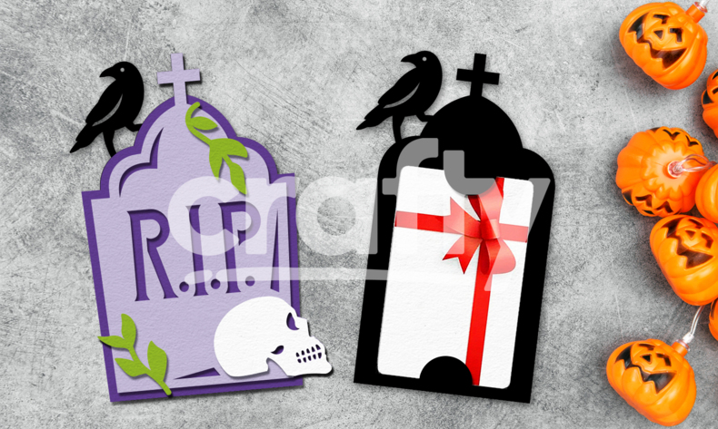 Tombstone SVG | 3D Halloween gift card holder papercut | Crafty