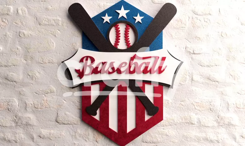 Baseball Sign SVG 3D | Layered Laser Cut File | Crafty