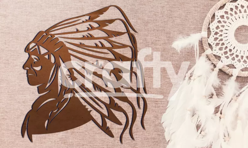 Tribal paper cut | Native american man portrait SVG | Crafty