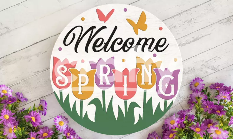 Spring Tulips Sign | Spring Round Sign SVG | Crafty