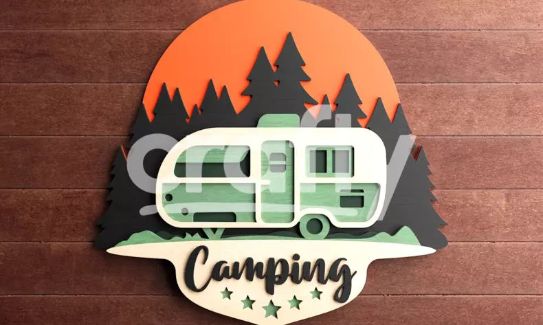 Camping Sign 3D Layered | Camping RV SVG | Crafty
