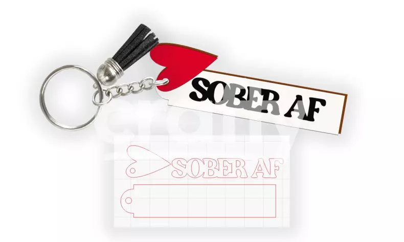 Sober AF Recovery Key Chain SVG For Laser Cutting | Crafty