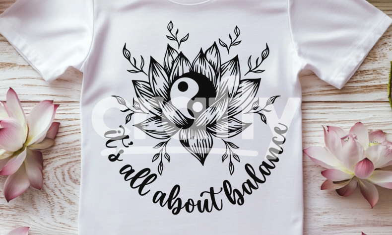 Lotus Flower And Yin Yang Symbol SVG Cut File Crafty