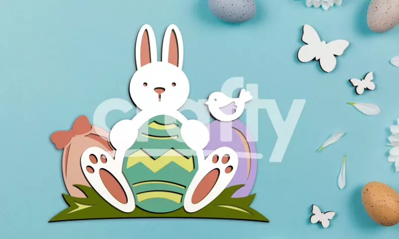 Easter bunny SVG | Easter eggs SVG | Layered paper cut | Crafty