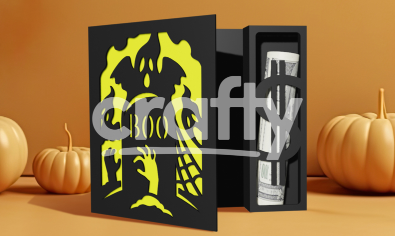 Graveyard SVG | Halloween money card papercut | BOO | Crafty